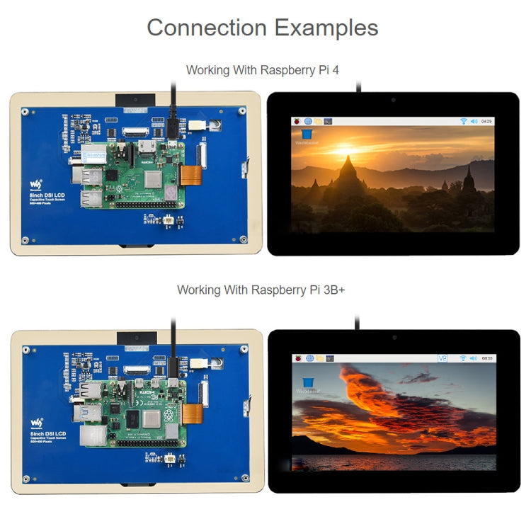 Display touch capacitivo WAVESHARE da 8 pollici 800 x 480 per Raspberry Pi, interfaccia DSI, 8 inch