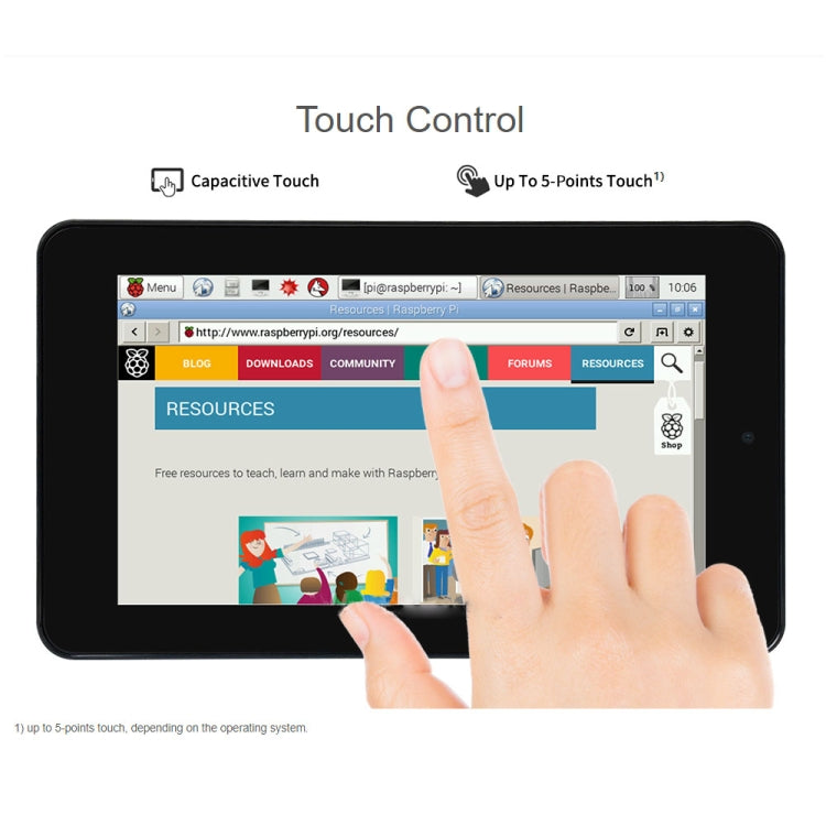 Display touch capacitivo 7" Waveshare 800x480 con custodia e foto