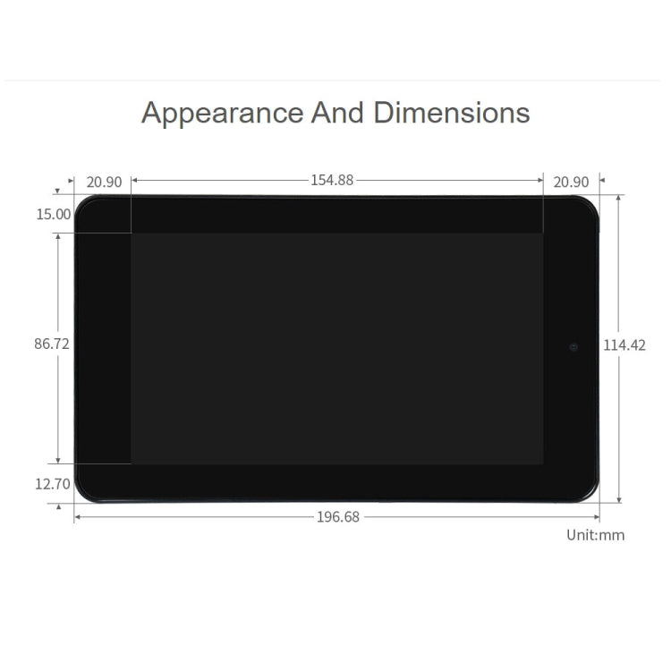 Display touch capacitivo WAVESHARE da 7 pollici 800 x 480 con custodia e fotocamera frontale per Raspberry Pi, 7 inch with Case & Cam