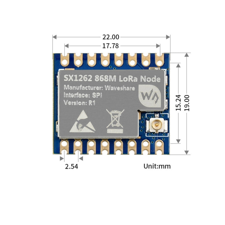 Waveshare Core1262-868M Anti-Interference LoRa Module SX1262, EU868 Band