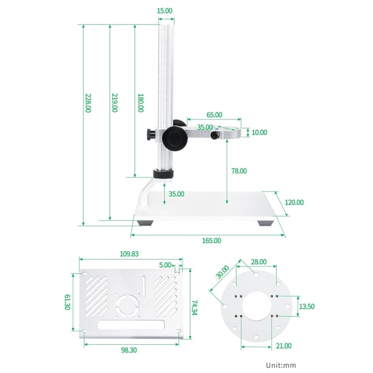 Waveshare Raspberry Pi Microscope Kit with 4.3 Inch Screen 12MP Camera Module with Bracket, US Plug