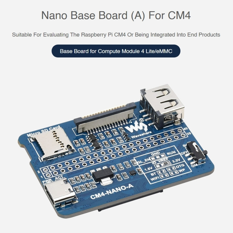 Scheda base Waveshare Nano A per Raspberry Pi CM4, Nano Base Board A