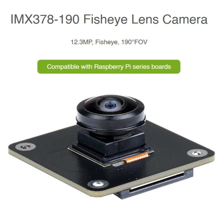 Waveshare IMX378-190 Fisheye Lens 12.3MP Wider Field Camera for Raspberry Pi, IMX378-190 Module