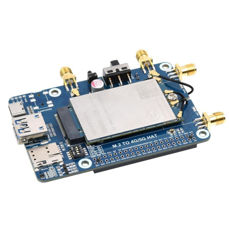 Waveshare RM500U-CN 5G HAT Quad Antenna LTE-A Multi-Band Module Board for Raspberry Pi, RM500U-CN 5G HAT