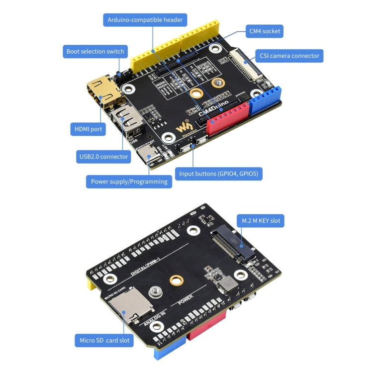 Scheda base compatibile Waveshare Arduino per Raspberry Pi CM4, Arduino Compatible Base Board