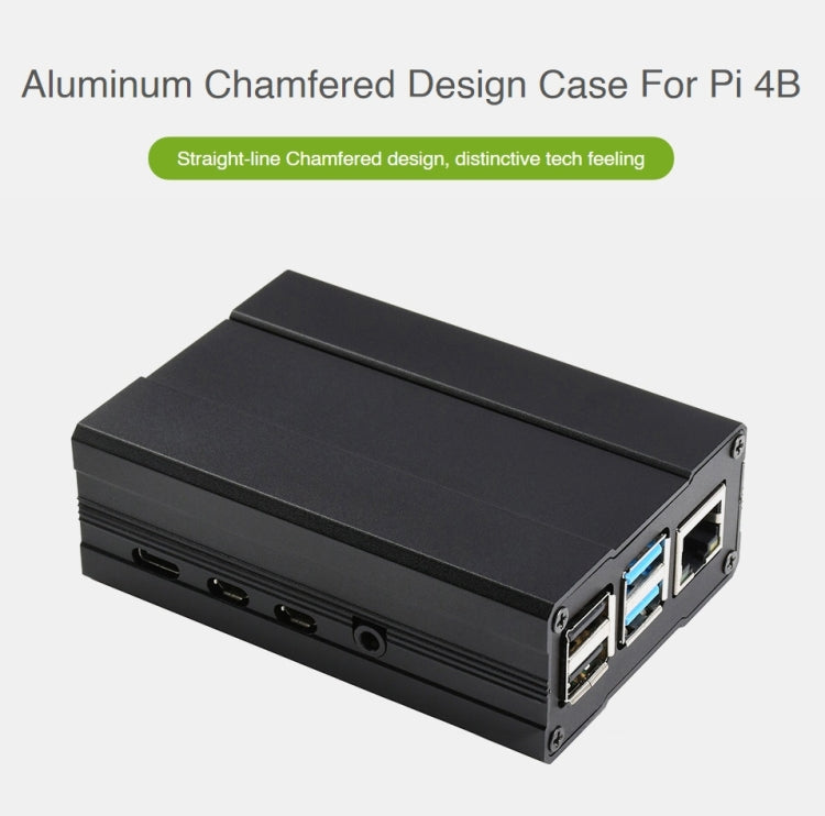 Waveshare Aluminum Chamfered Case for Raspberry Pi 4B, Aluminum Chamfered Case