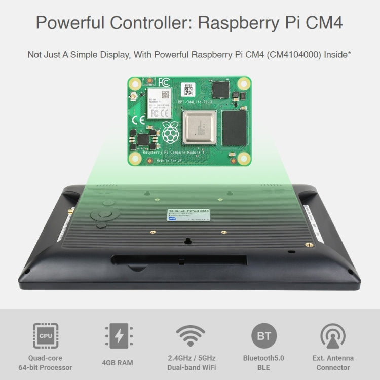 Mini-computer WAVESHARE alimentato dal touch screen Raspberry Pi CM4, Raspberry Pi CM4 Touch Screen US Plug, Raspberry Pi CM4 Touch Screen EU Plug, Raspberry Pi CM4 Touch Screen UK Plug