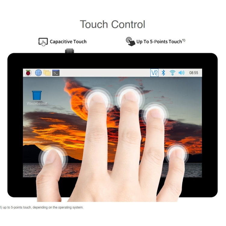 Display touch IPS capacitivo Waveshare da 5 pollici 800 x 480 per Raspberry Pi, interfaccia DSI