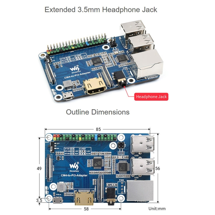 Raspberry Pi CM4 to 3B Adapter for Raspberry Pi 3 Model B/B+, Pi CM4 To 3B