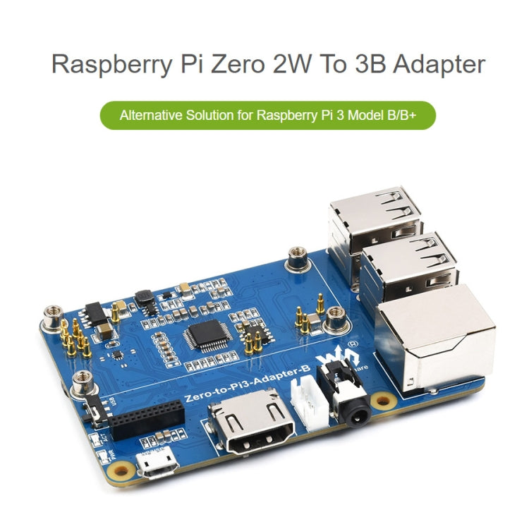 Adattatore Waveshare Raspberry Pi Zero da 2 W a 3B per Raspberry Pi 3 modello B/B+, Pi Zero 2W To 3B