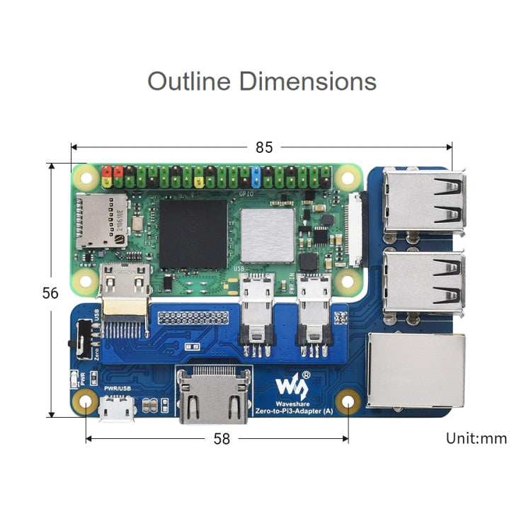 Adattatore Waveshare Raspberry Pi Zero a 3B per Raspberry Pi 3 modello B/B+, Pi Zero To 3B