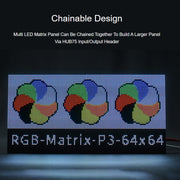 Waveshare RGB LED matrix panel, 3mm pitch, 64 x 64 pixels, adjustable brightness, 22100