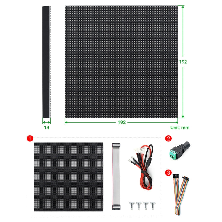 Waveshare RGB LED matrix panel, 3mm pitch, 64 x 64 pixels, adjustable brightness, 22100