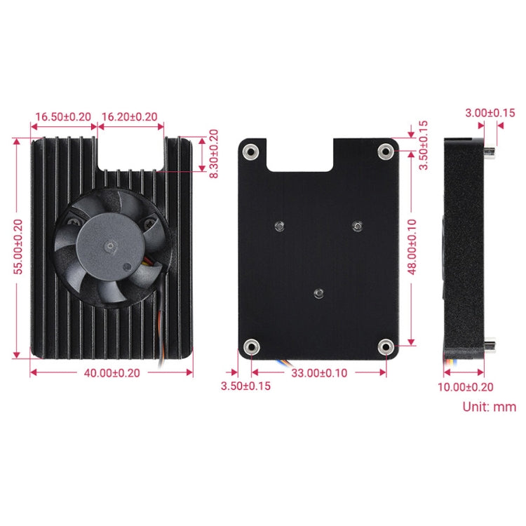 Waveshare All-in-one Dedicated Cooling Fan 3007 for Raspberry Pi CM4, Adjustable Speed, with Thermal Tapes