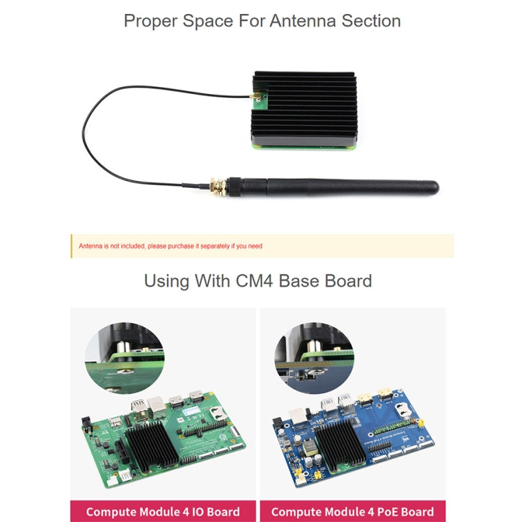 Dissipatore di calore in alluminio WAVESHARE per Raspberry Pi CM4, con tacca per antenna