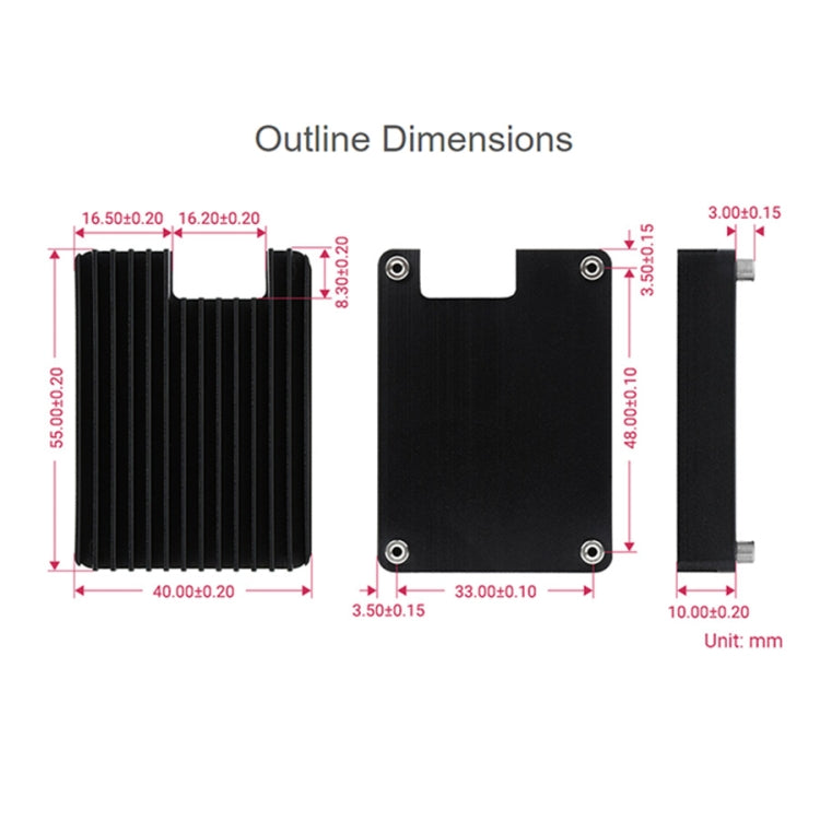 Dissipatore di calore in alluminio WAVESHARE per Raspberry Pi CM4, con tacca per antenna