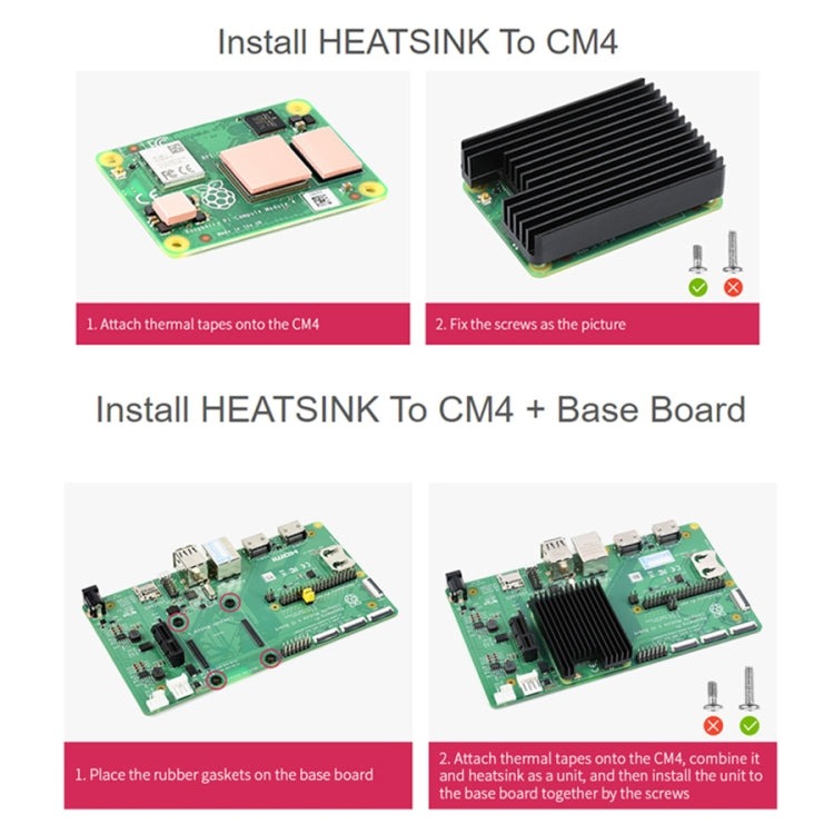 Dissipatore di calore in alluminio WAVESHARE per Raspberry Pi CM4, con tacca per antenna