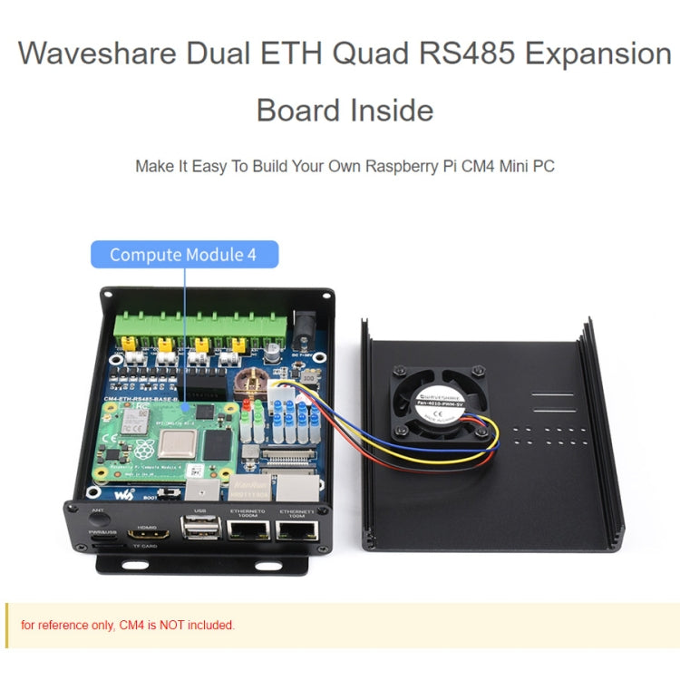 Mini-computer Waveshare Dual ETH per Raspberry Pi CM4, Gigabit Ethernet, RS485 isolato a 4 canali