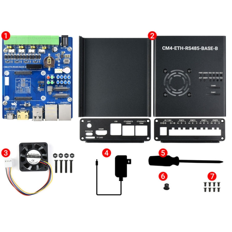 Mini-computer Waveshare Dual ETH per Raspberry Pi CM4, Gigabit Ethernet, RS485 isolato a 4 canali