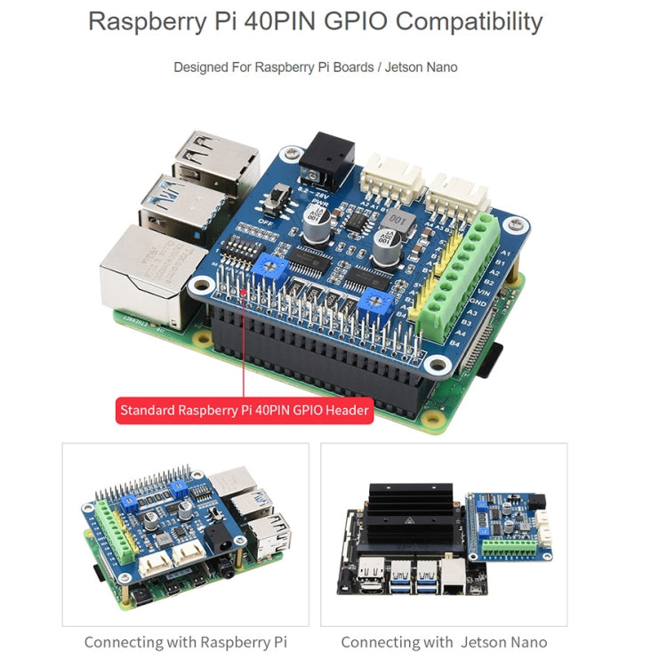 Waveshare HRB8825 Motore passo-passo HAT per Raspberry Pi, aziona due motori passo-passo, fino a 1/32 Microstepping