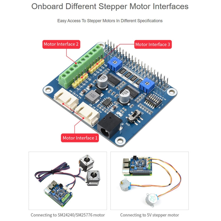 Waveshare HRB8825 Motore passo-passo HAT per Raspberry Pi, aziona due motori passo-passo, fino a 1/32 Microstepping