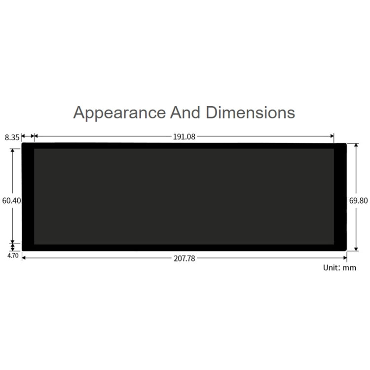 WAVESHARE 7.9 inch Capacitive Touch Display for Raspberry Pi, 400 x 1280, IPS, DSI Interface, 7.9 inch