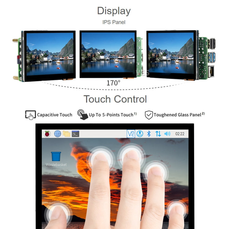 Display LCD IPS touch capacitivo HDMI Waveshare da 3,5 pollici (E), 640 x 480, jack audio, 3.5 inch Audio Jack