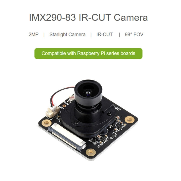 Waveshare IMX290-83 IR-CUT Camera Module, Starlight Camera Sensor, Fixed Focus, 2MP