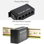 Switch Gigabit Ethernet industriale 5 porte montaggio DIN