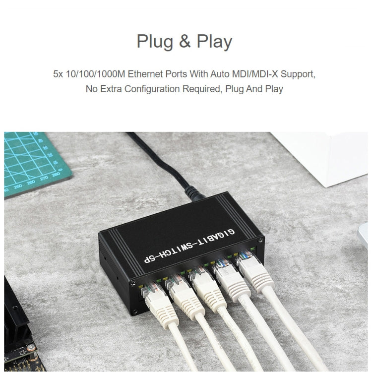 Switch Gigabit Ethernet industriale 5 porte montaggio DIN