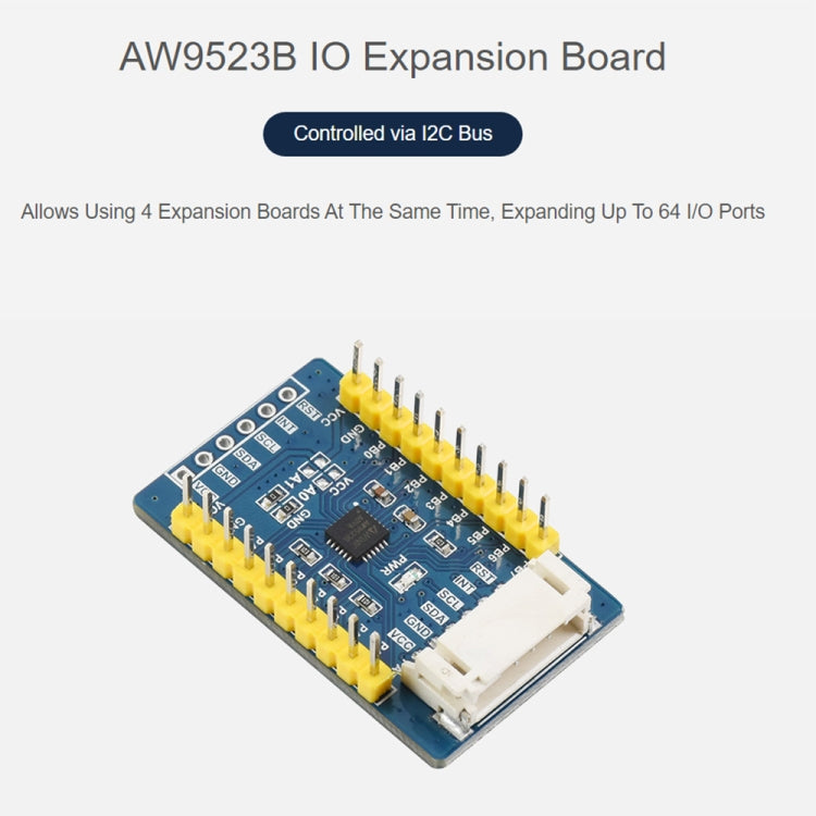 Waveshare AW9523B IO Expansion Board, I2C Interface, Expands 16 I/O Pins