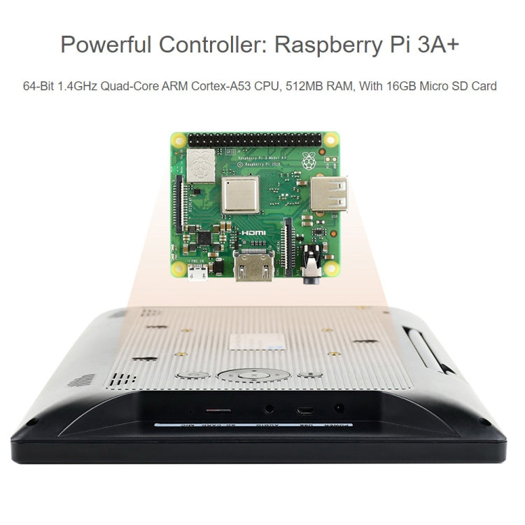 Mini-computer Waveshare 13,3" con Raspberry Pi 3A+ e touch screen