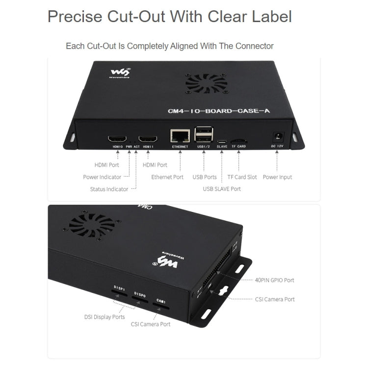 Waveshare Metal Box A for Raspberry Pi CM4 IO Board, with Cooling Fan