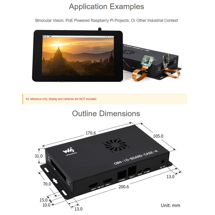 Waveshare Metal Box A per scheda IO Raspberry Pi CM4, con ventola di raffreddamento