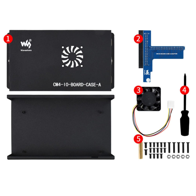 Waveshare Metal Box A for Raspberry Pi CM4 IO Board, with Cooling Fan