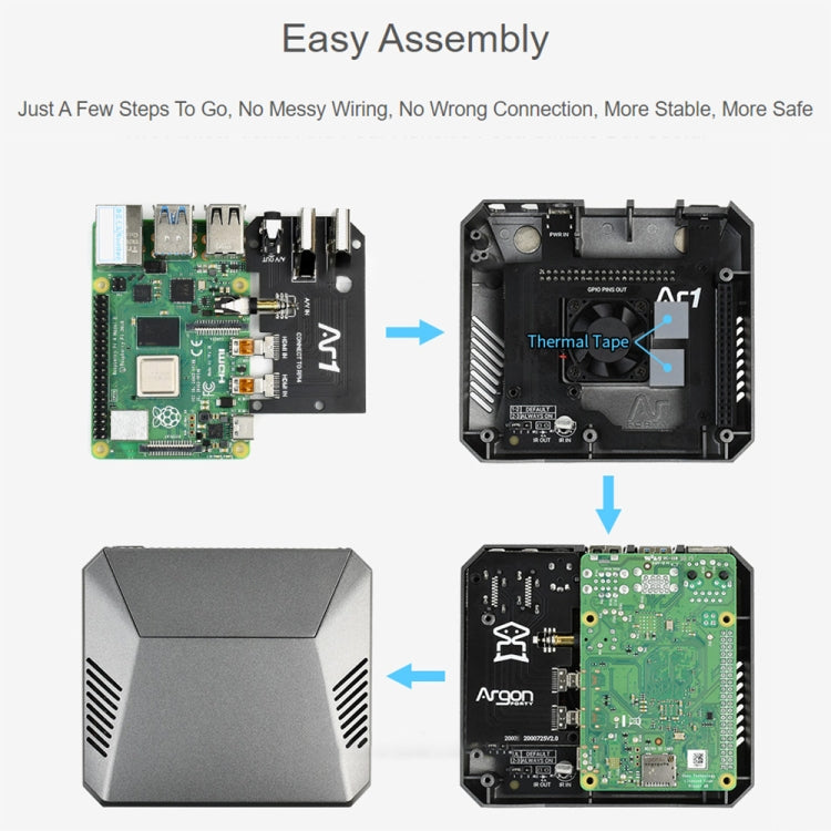 Waveshare Argon One M.2 Aluminum Case for Raspberry Pi 4 with M.2 Expansion Slot, Argon One M.2