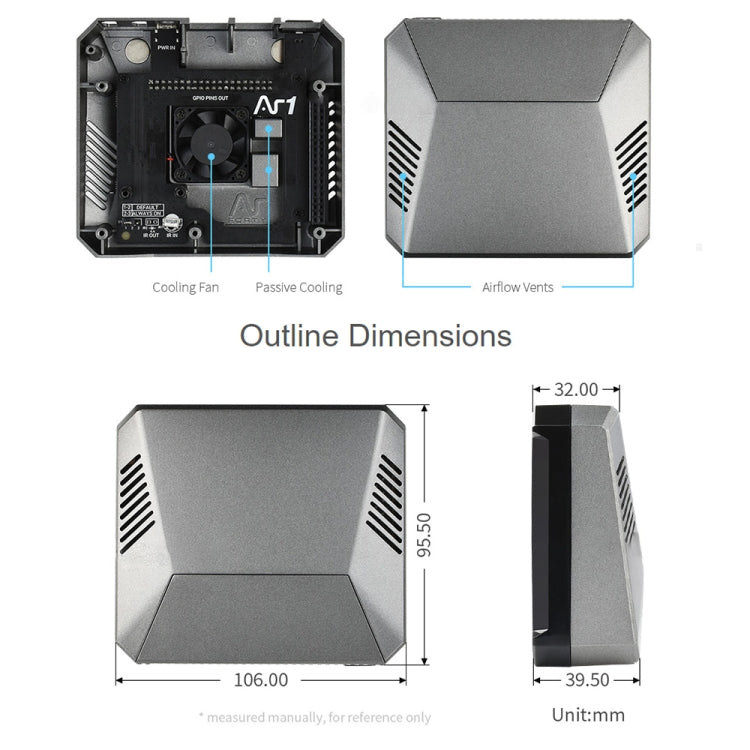 Custodia in alluminio Waveshare Argon One M.2 per Raspberry Pi 4, con slot di espansione M.2, Argon One M.2