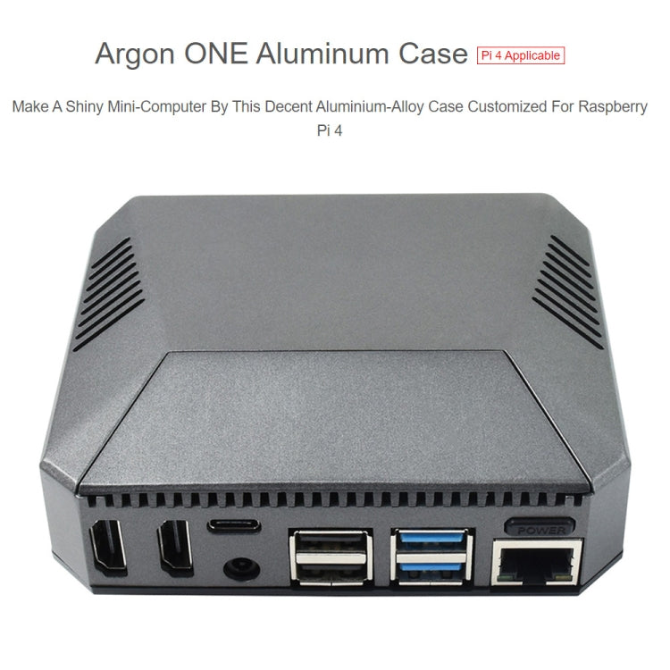 Custodia in alluminio Waveshare Argon One per Raspberry Pi 4, con pulsante di accensione sicuro, Argon One