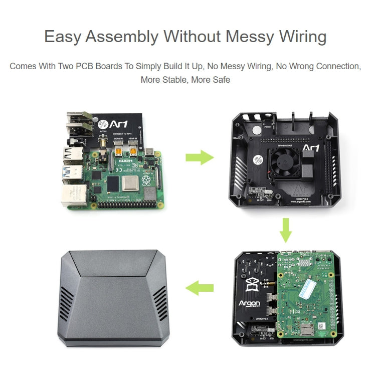 Custodia in alluminio Waveshare Argon One per Raspberry Pi 4, con pulsante di accensione sicuro, Argon One