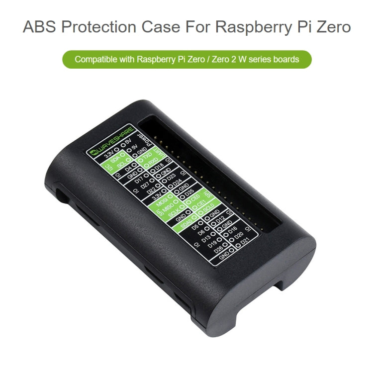 Custodia protettiva in ABS Waveshare per Raspberry Pi serie Zero / Zero / Zero 2 W