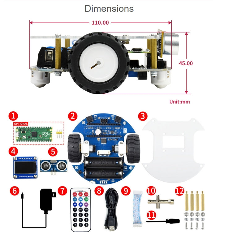 Waveshare PicoGo Mobile Robot, Based on Raspberry Pi Pico, Self-Driving, Remote Control