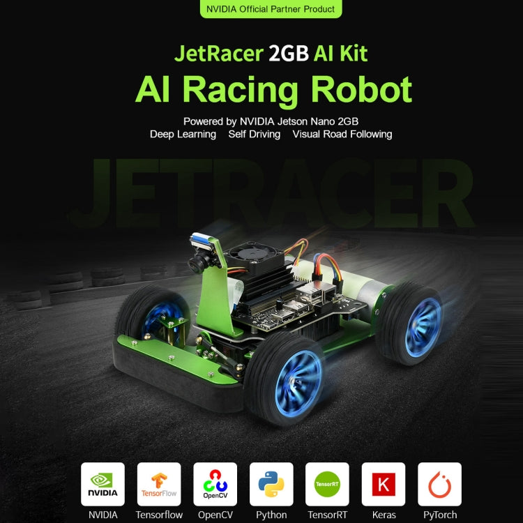 Kit AI Waveshare JetRacer da 2 GB, robot da corsa AI alimentato da Jetson Nano da 2 GB, presa UE, JetRacer 2GB AI Kit