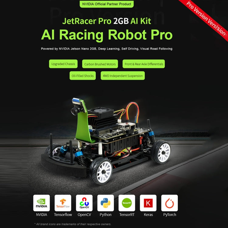 Kit AI Waveshare JetRacer Pro da 2 GB, robot da corsa AI ad alta velocità alimentato da Jetson Nano da 2 GB, versione Pro, presa UE, JetRacer Pro 2GB AI  Kit