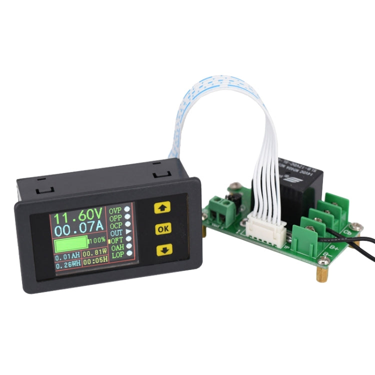 90V 20A Dual Color Display Charge Discharge Voltage Meter Meter With Relay