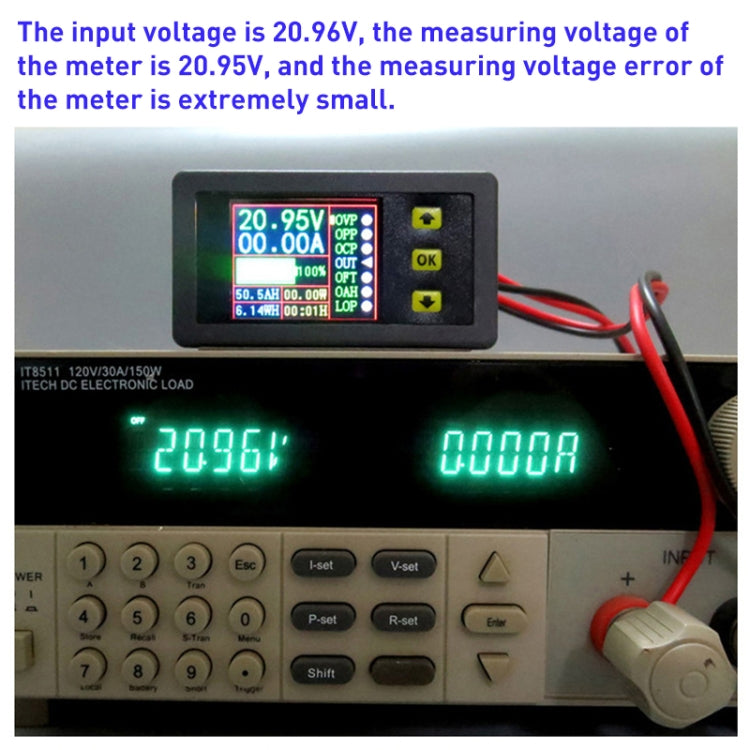 Contatore di misurazione della scarica di carica e della tensione a doppio display a colori da 90 V 20 A con relè, With Relay