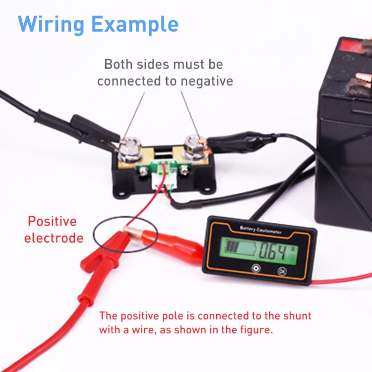 2m 50A 12V 48V Digital Display DC Voltmeter Lead Acid Lithium Battery Charge Meter, 2m 50A