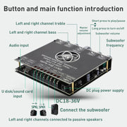 TPA7498e Scheda amplificatore di potenza Modulo Bluetooth Stereo 2.1 Audio Subwoofer con controllo degli alti e dei bassi