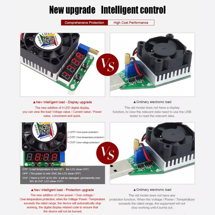 Carico elettronico USB regolabile LD25 25W 4A 25V