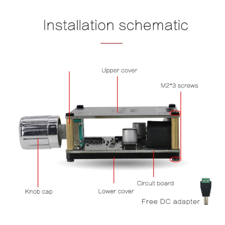 XY-C15H 20W Scheda amplificatore di potenza audio digitale stereo HIFI Bluetooth 5.0 a doppio canale con guscio, with Shell