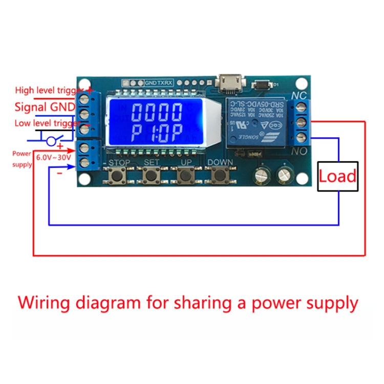 XY-LJ02 6-30V Micro USB Display LCD digitale Temporizzatore con ritardo di controllo del modulo relè